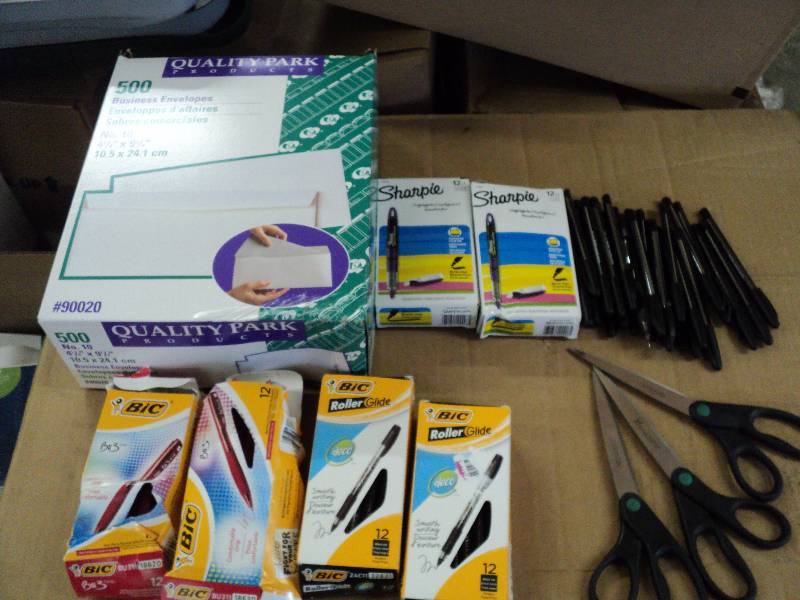 500 business envelopes, pens, sharp...