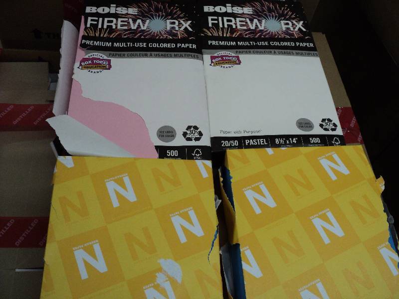 copy paper, vinyl folder, envelopes...