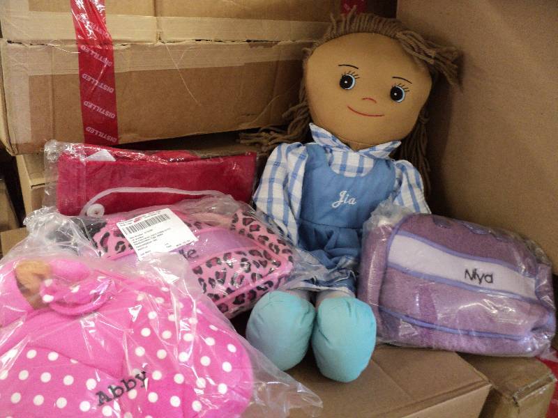 jia doll, 4 purses...
