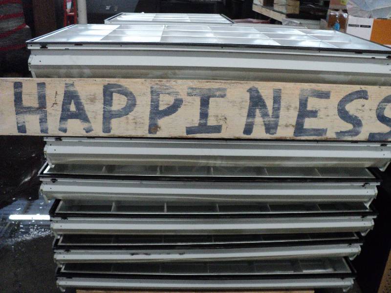 happiness sign (56x8in) and 2 wood ...