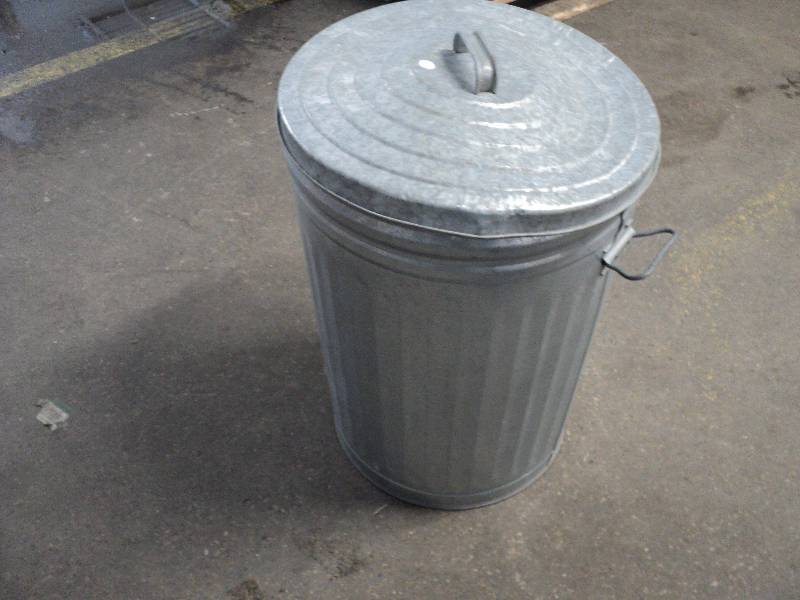 galvanized garbage can...