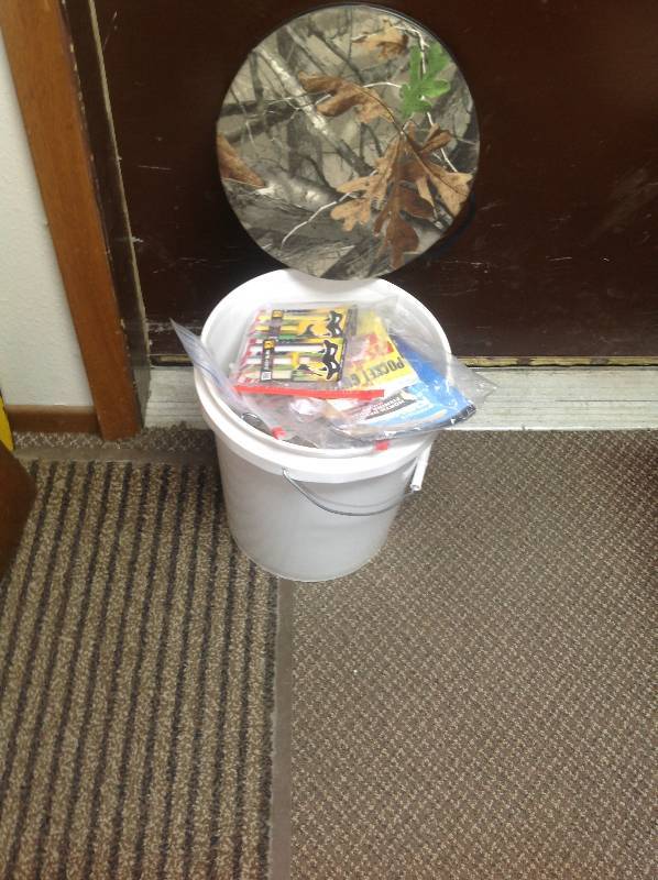 5 Gallon PailSeat with Fishing Equipment inside