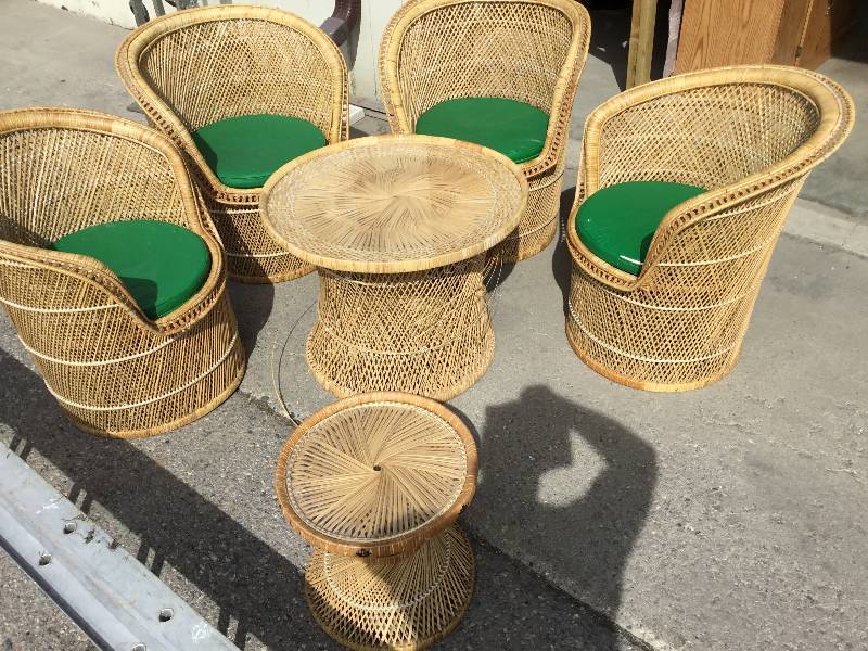 Wicker Set - 4 Chair, one Large Table and one Small Table