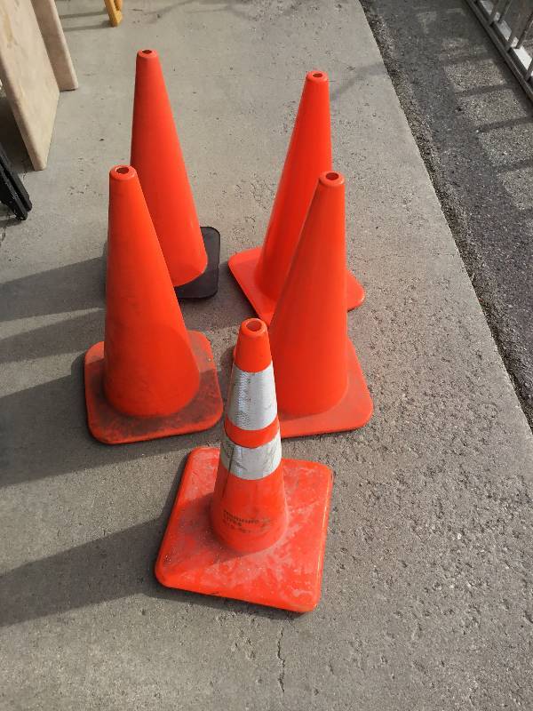 Five Orange Traffic Cones - Used