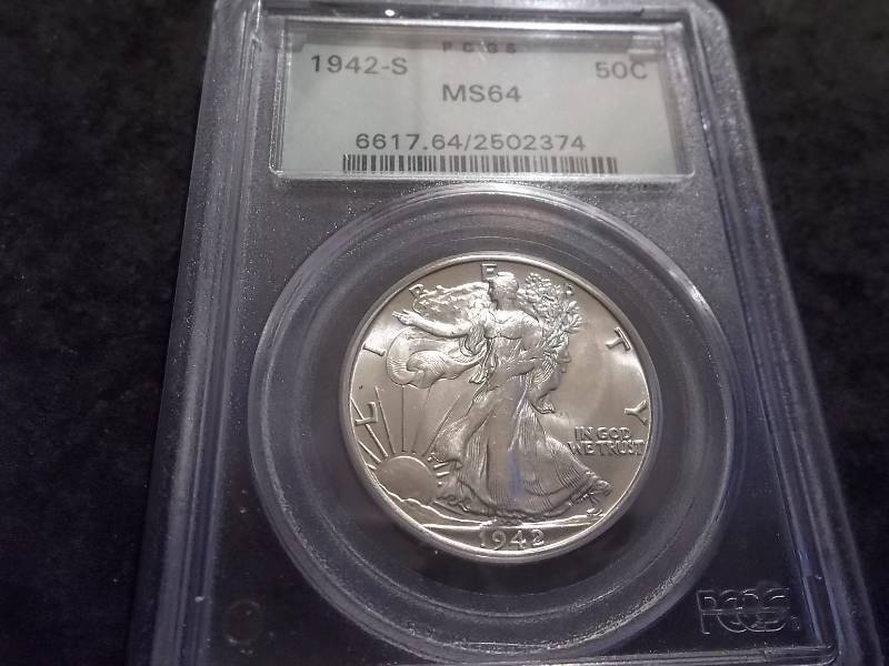 1942 S Walker Half Dollar In Old Green Label  PCGS Holder