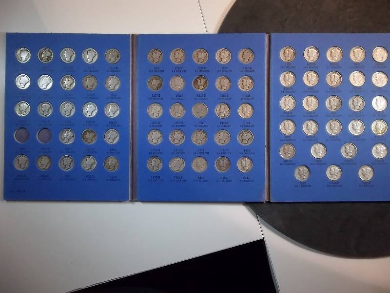 Near Complete Set Of Mercury Dimes 1916-1945