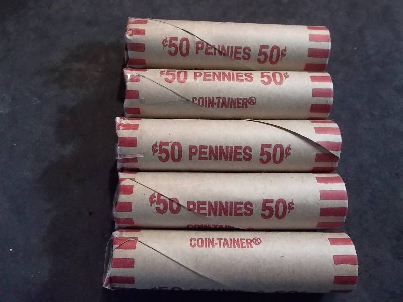 5 Full Rolls Of Lincoln Cents