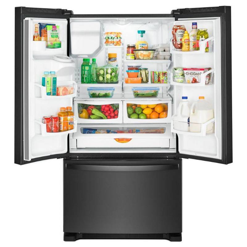 lot 10 image: BRAND NEW - WITH WARRANTY - WHIRLPOOL  MODEL # (WRF555SDHV) -   36 in. W 25 cu. ft. French Door Refrigerator in Fingerprint Resistant Black Stainless   MSRP $ 2299.99