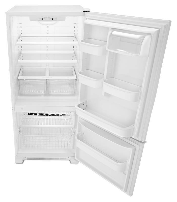 lot 25 image: BRAND NEW - WITH WARRANTY - AMANA  MODEL # (ABB1921BRW) -    Amana ABB1921BRW Bottom Freezer Refrigerator - 29.6 - 18.6 cu ft - White  MSRP $ 1099.99