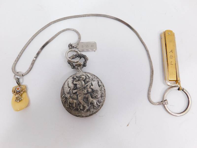 Vintage Sears Pocket Watch, Knife and Elks Tooth