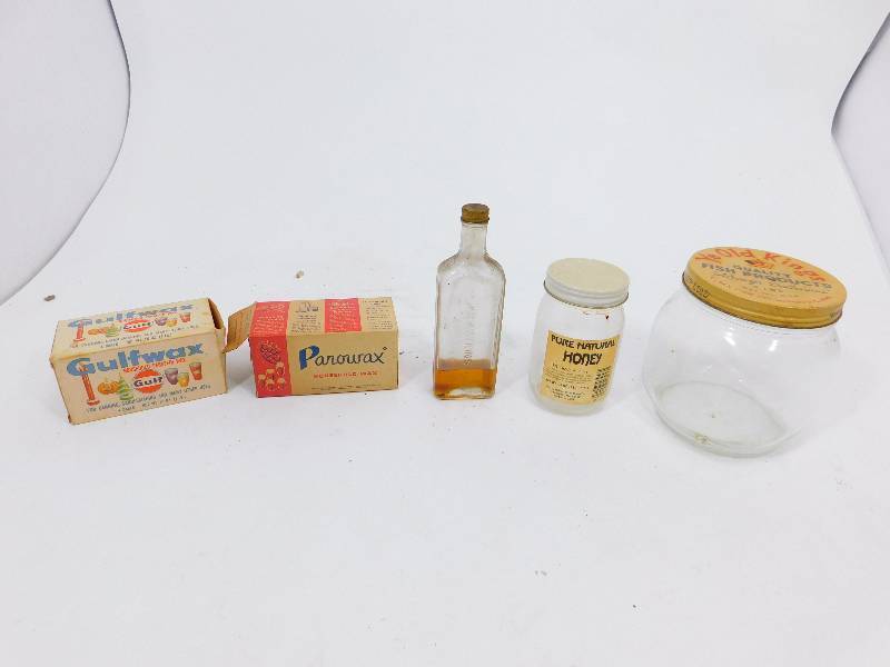 Vintage Glass Jars and Wax