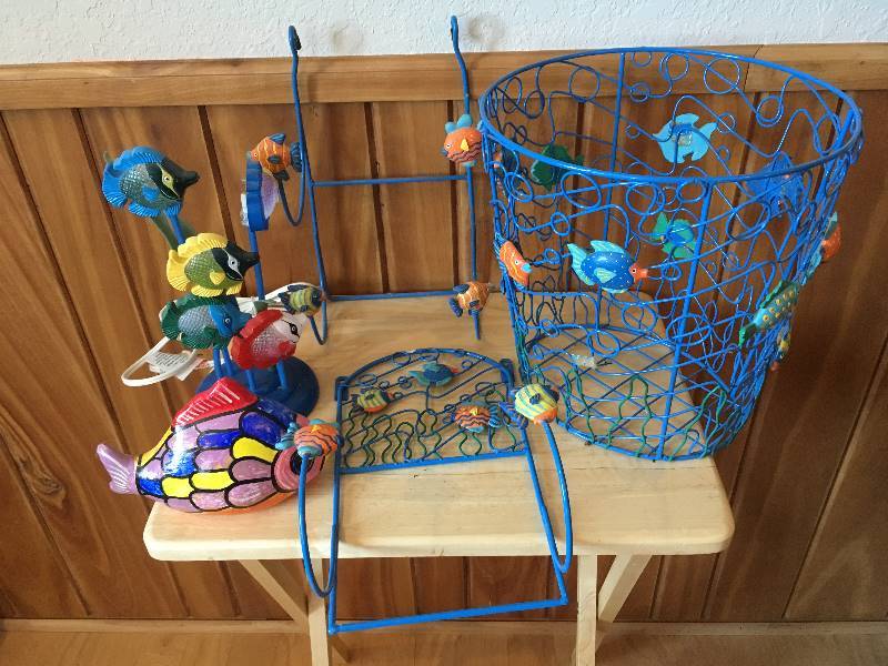 lot 45 image: Fish Decorations - Light, Towel Holders, Basket, More