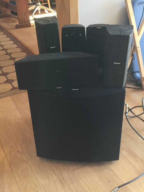 lot 76 image: BOSTON Accoustics Powered Audio  Video Sub Woofer & Speakers