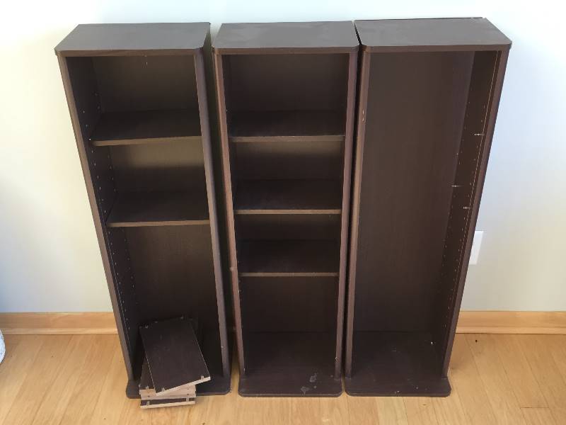 lot 87 image: 3 DVD CD Holders with Shelves