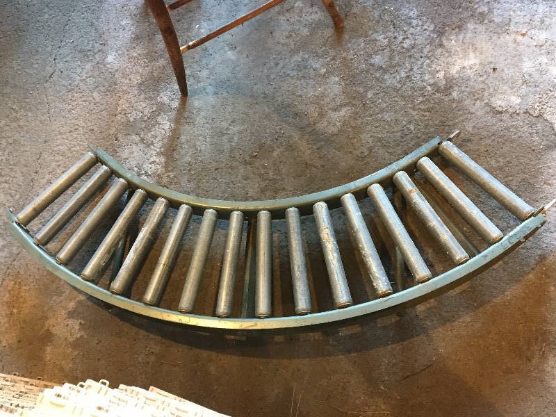 lot 111 image: Curved Metal Conveyor Belt Roller Piece