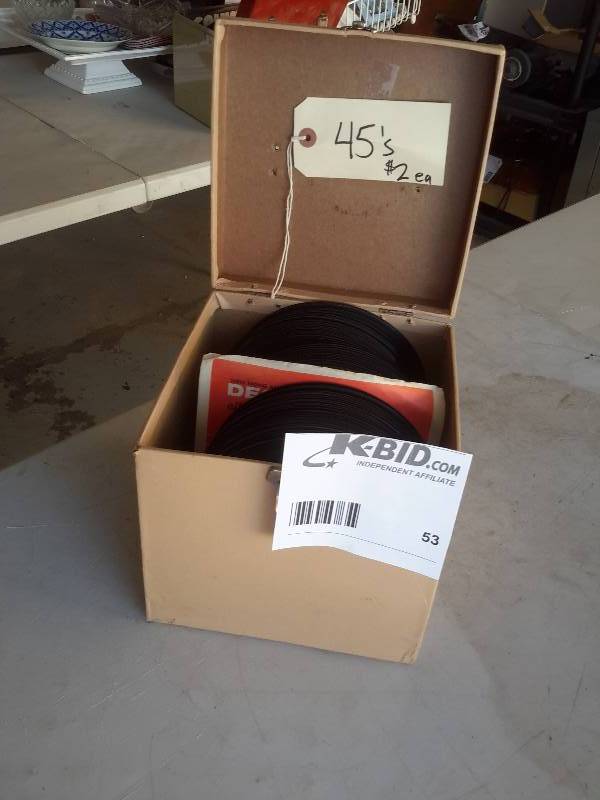 Box of 45 records..