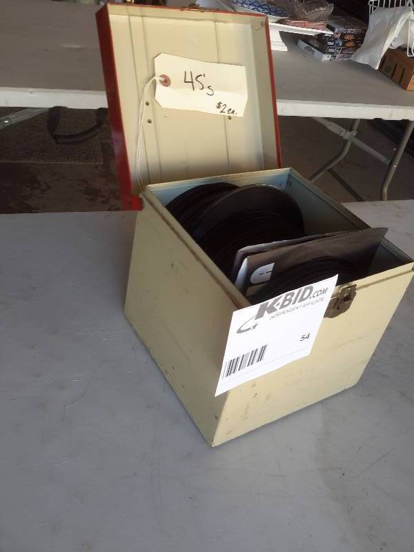 Box of 45 records..