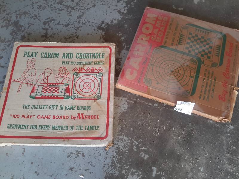 2 vintage game boards and pieces