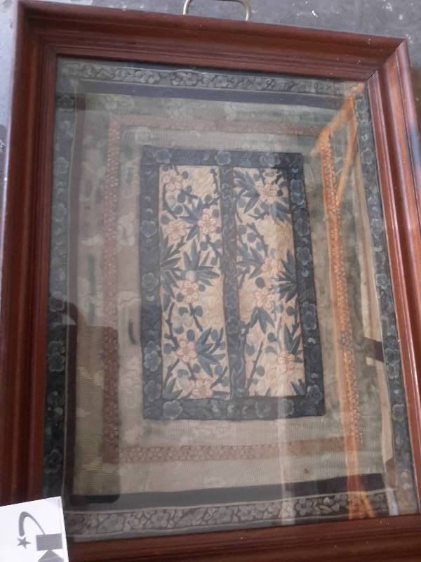 Antique Tapestry from early 1900s  under glass Serving Tray.