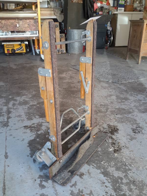 Wood refrigerator 2 wheel Cart