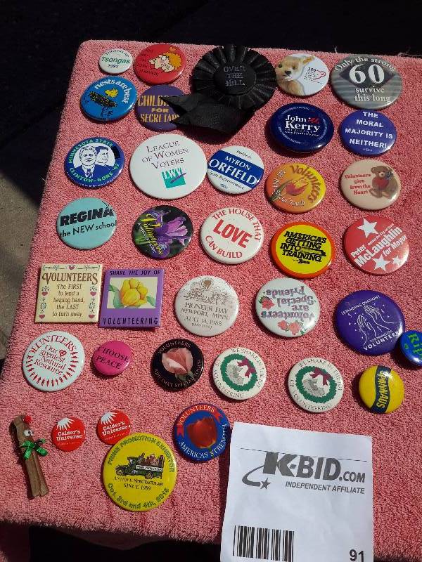 Lot of promotionalpolitical buttons