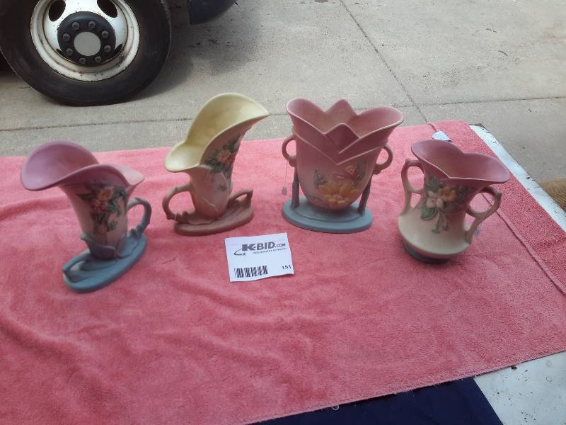 4 Hull vases as pictured. All approx 10 in h