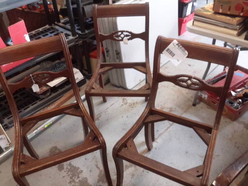 3 matching dining chair frames.. Solid. Good shape.