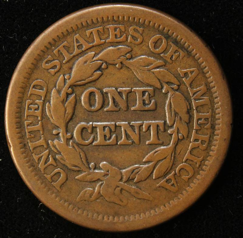 1851 US BRAIDED HAIR LARGE CENT VF
