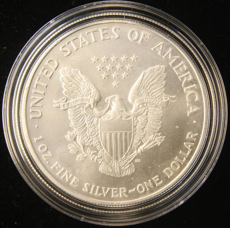 1997 AMERICAN SILVER EAGLE 1 TROY OZ. .999 FINE SILVER IN AIRTITE HOLDER