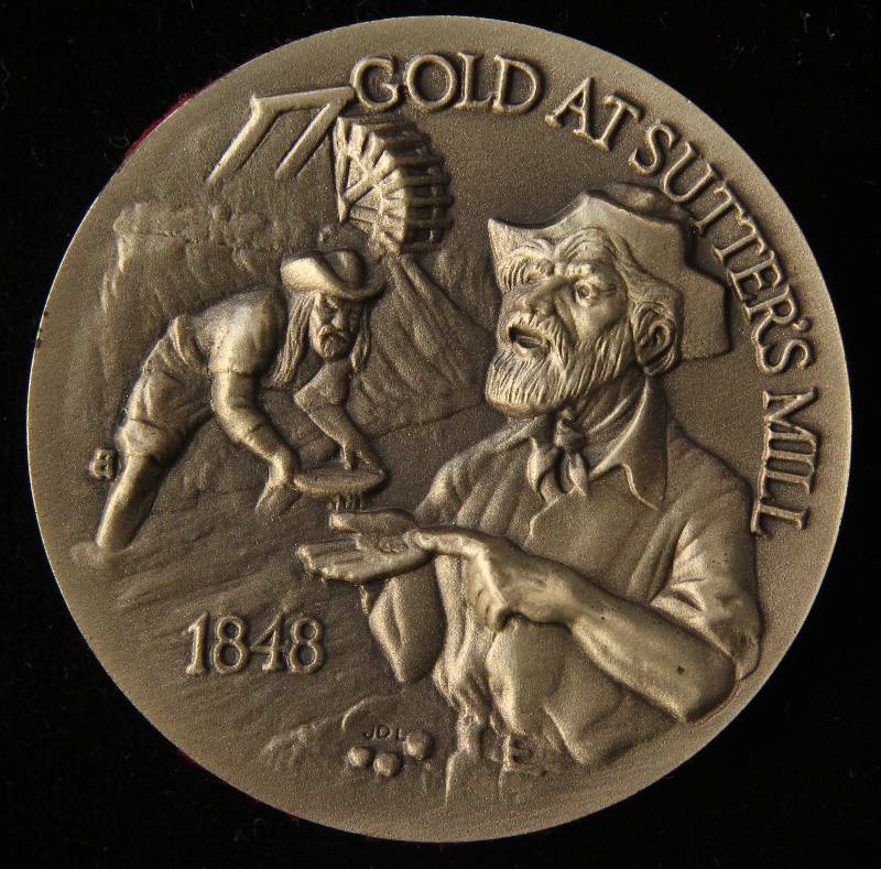 VINTAGE 1849 CALIFORNIA GOLD RUSH 1.11 TROY OZ. STERLING SILVER ART ROUND LONGINES SYMPHONETTE SOCIETY