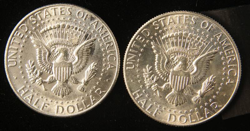 2 BU 1964 KENNEDY SILVER HALF DOLLARS