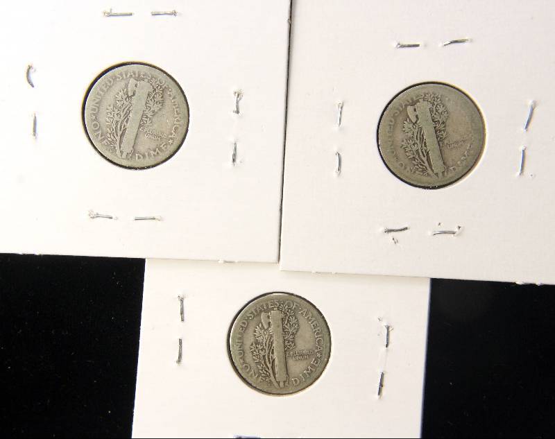 3 MERCURY DIMES 1918, 1918-D & 1918-S