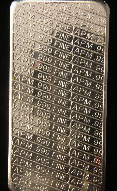 10 TROY Oz. .999 FINE SILVER BAR VINTAGE APM EAGLE-FLAG