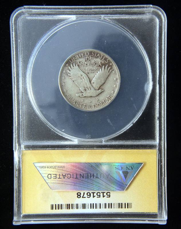 1923 STANDING LIBERTY SILVER QUARTER VF20 ANACS