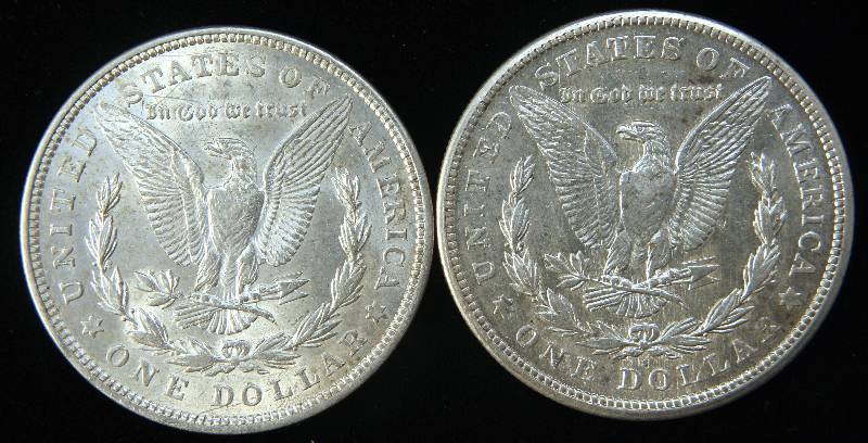 2 SILVER DOLLARS 1921 & 1921-S BU-UNC