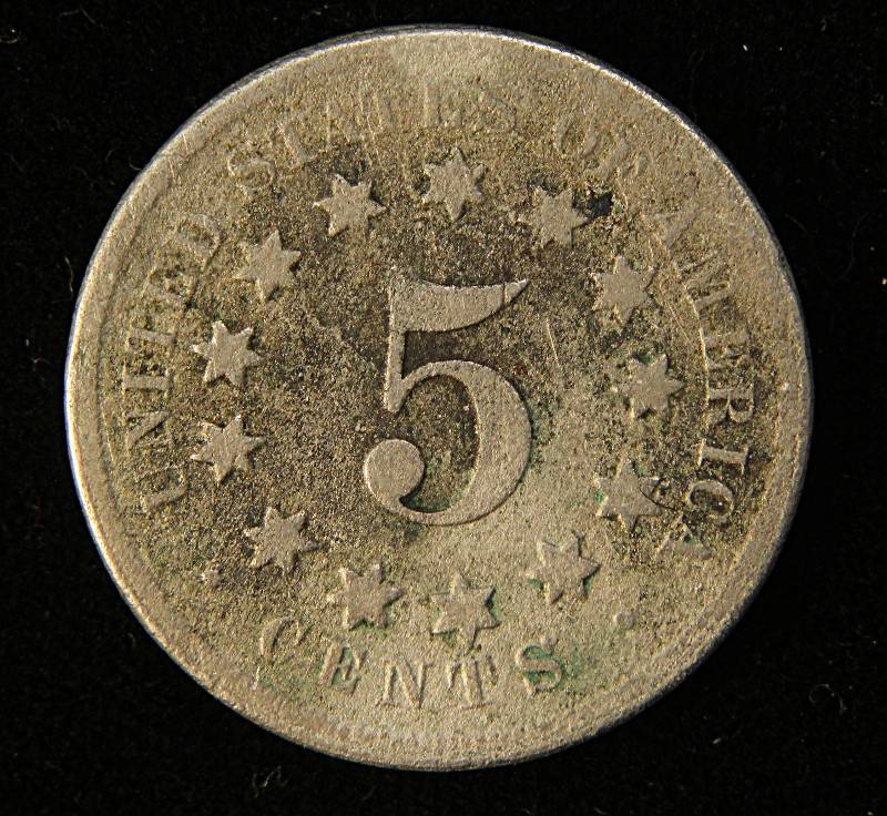 1867 US SHIELD NICKEL IN LOWER GRADE