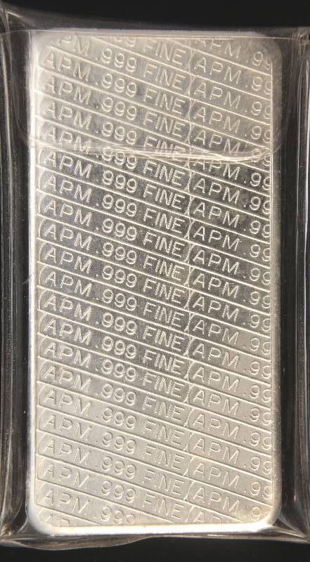 10 TROY Oz. .999 FINE SILVER BAR VINTAGE APM EAGLE-FLAG