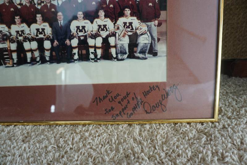 Autographed Doug Woog University of Minnesota Hockey Framed Team Photo