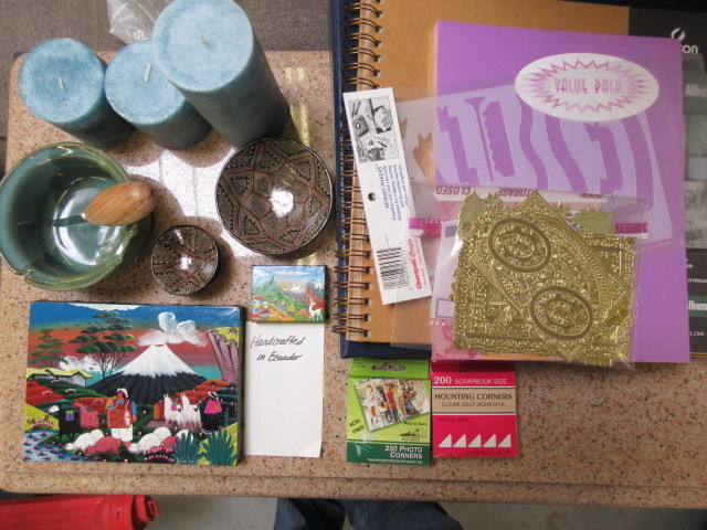 lot 773 image: SCRAP BOOK SUPPLIES, CANDLES AND HAND PAINTED PICTURES