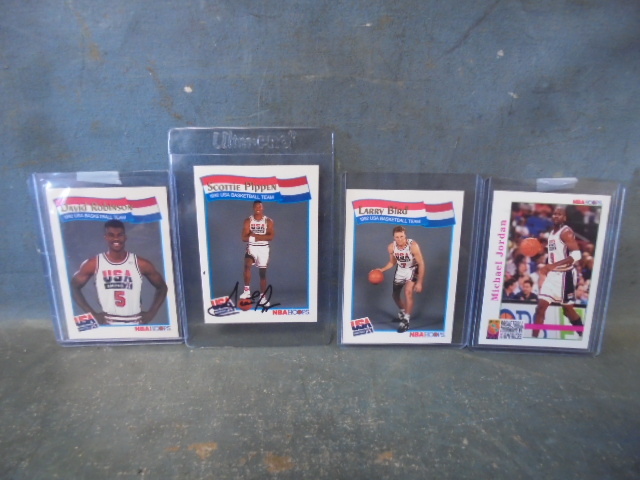 lot 47 image: Autographed Scottie Pippen Basketball Card with Jordan, Bird and Robinson