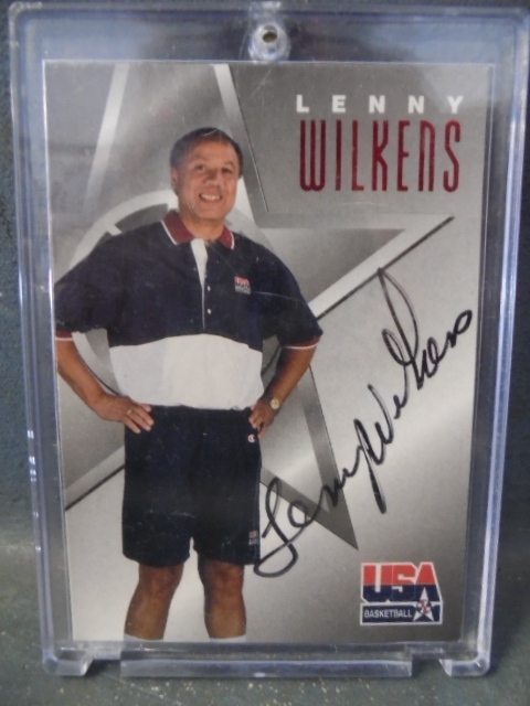 lot 49 image: Lenny Wilkens Autographed Basketball Card