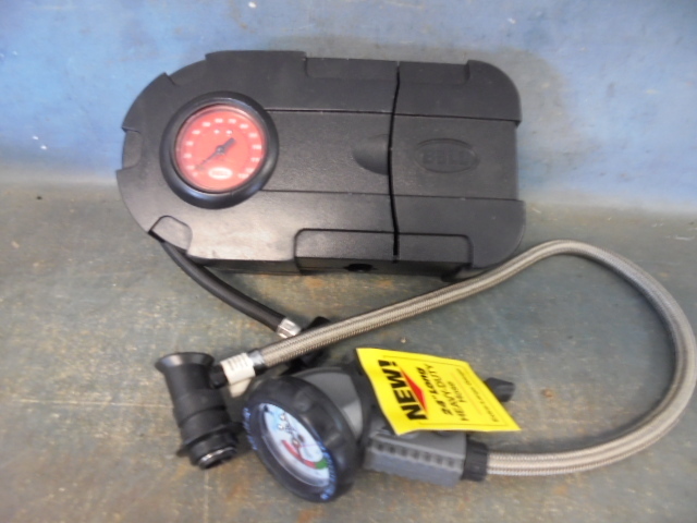 lot 80 image: 12 Volt Air Compressor and AC Gauge
