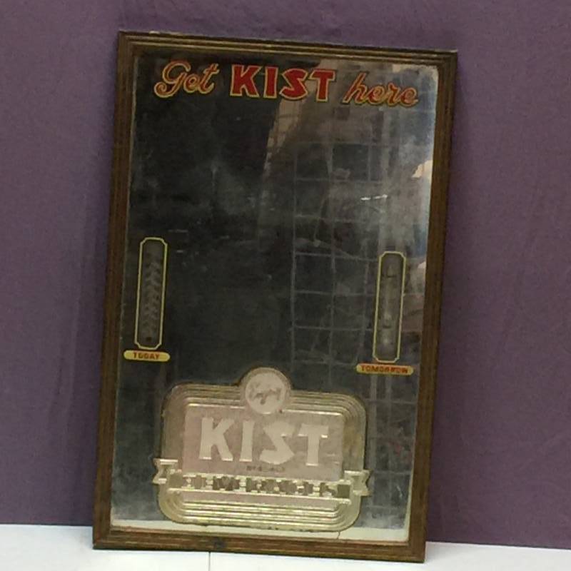 lot 1 image: Vintage Kist Beverages Mirror with Thermometer