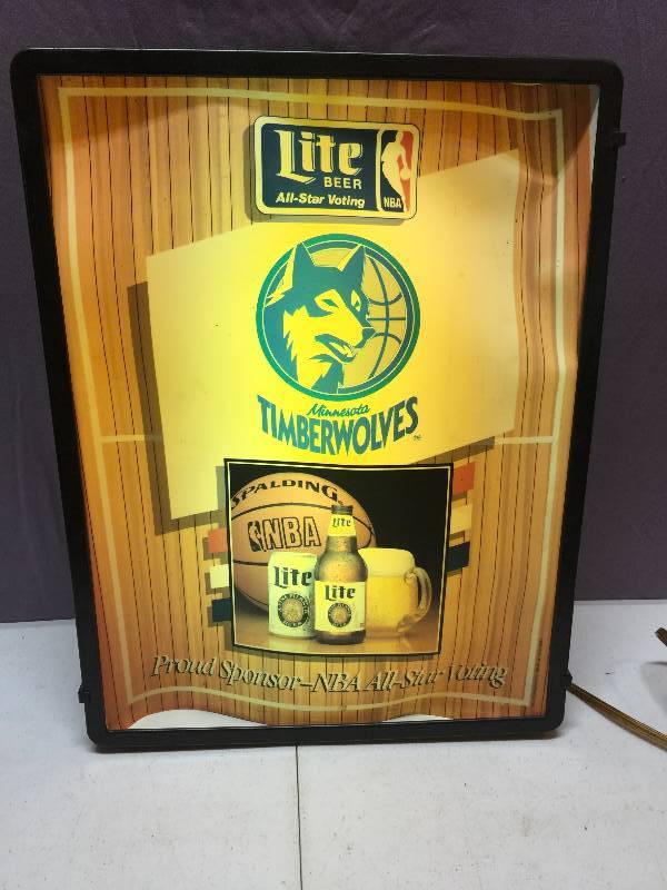 lot 27 image: Lite Beer Timberwolves Sign