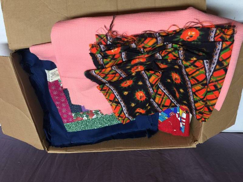lot 64 image: Box of Fabric - Quilting Material