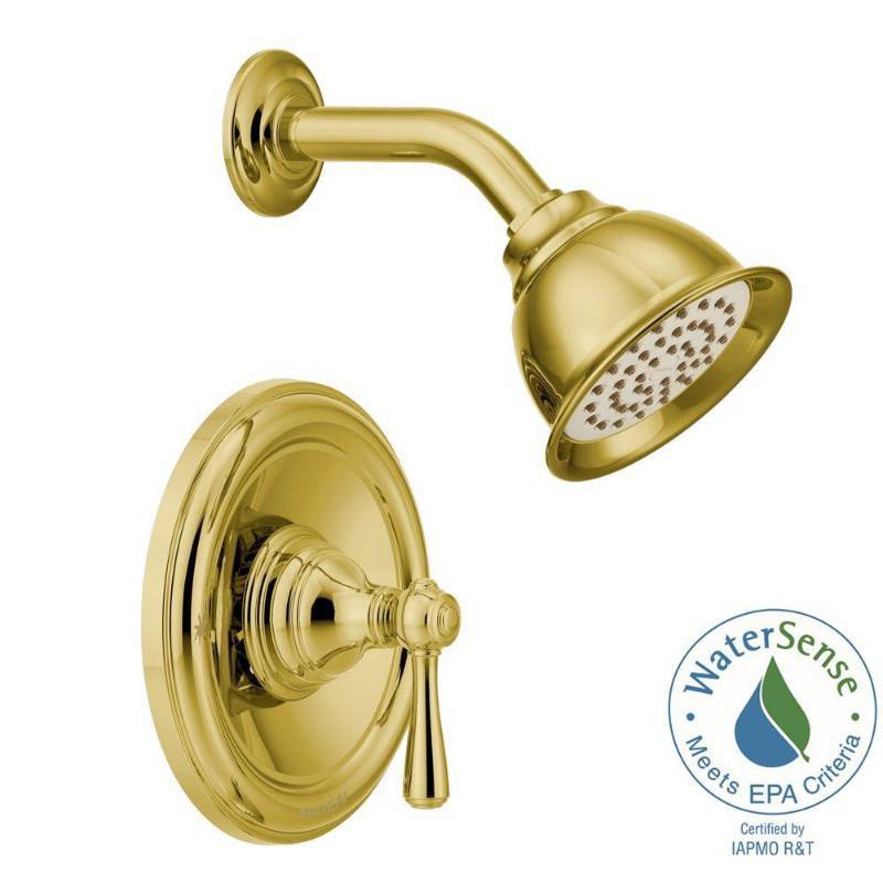 lot 30 image: MOEN Kingsley Posi-Temp 1-Handle Eco-Performance Shower Trim Kit in Polished Brass (Valve Not Included)