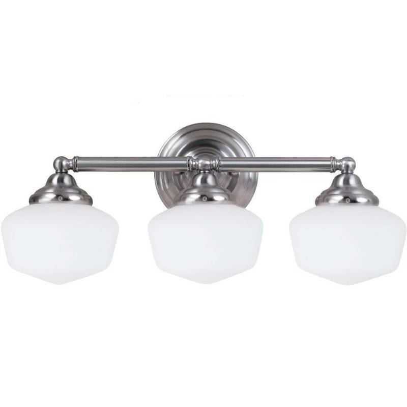 lot 63 image: Sea Gull Lighting Academy 3-Light Brushed Nickel Vanity Light