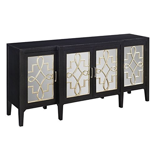 lot 80 image: Coast to Coast Four Door Media Credenza Mansfield Black and Silver