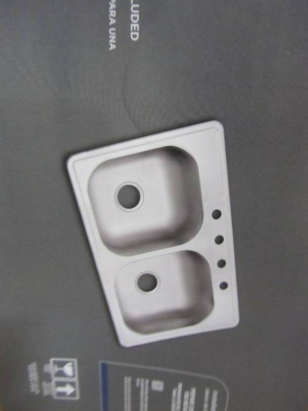 lot 51 image: Glacier Bay Drop-In Stainless Steel 33 in. 4-Hole Double Bowl Kitchen Sink