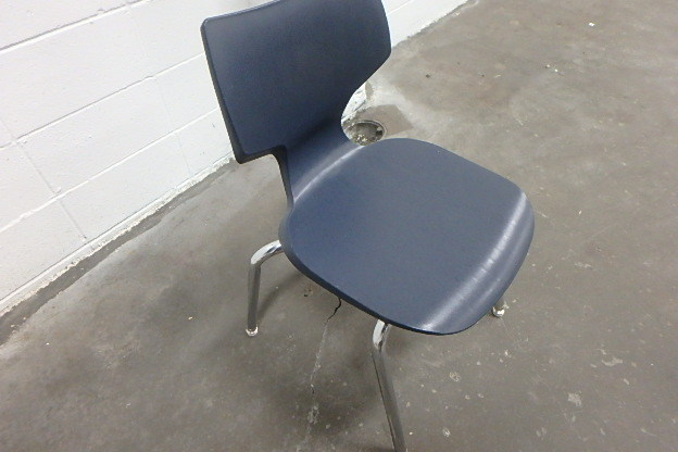 15 Dark Blue Chrome Stacking Chairs